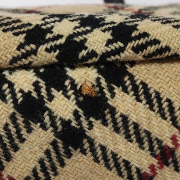 BURBERRY Hand Bag Wool Beige Gold Auth - Picture 12 of 16